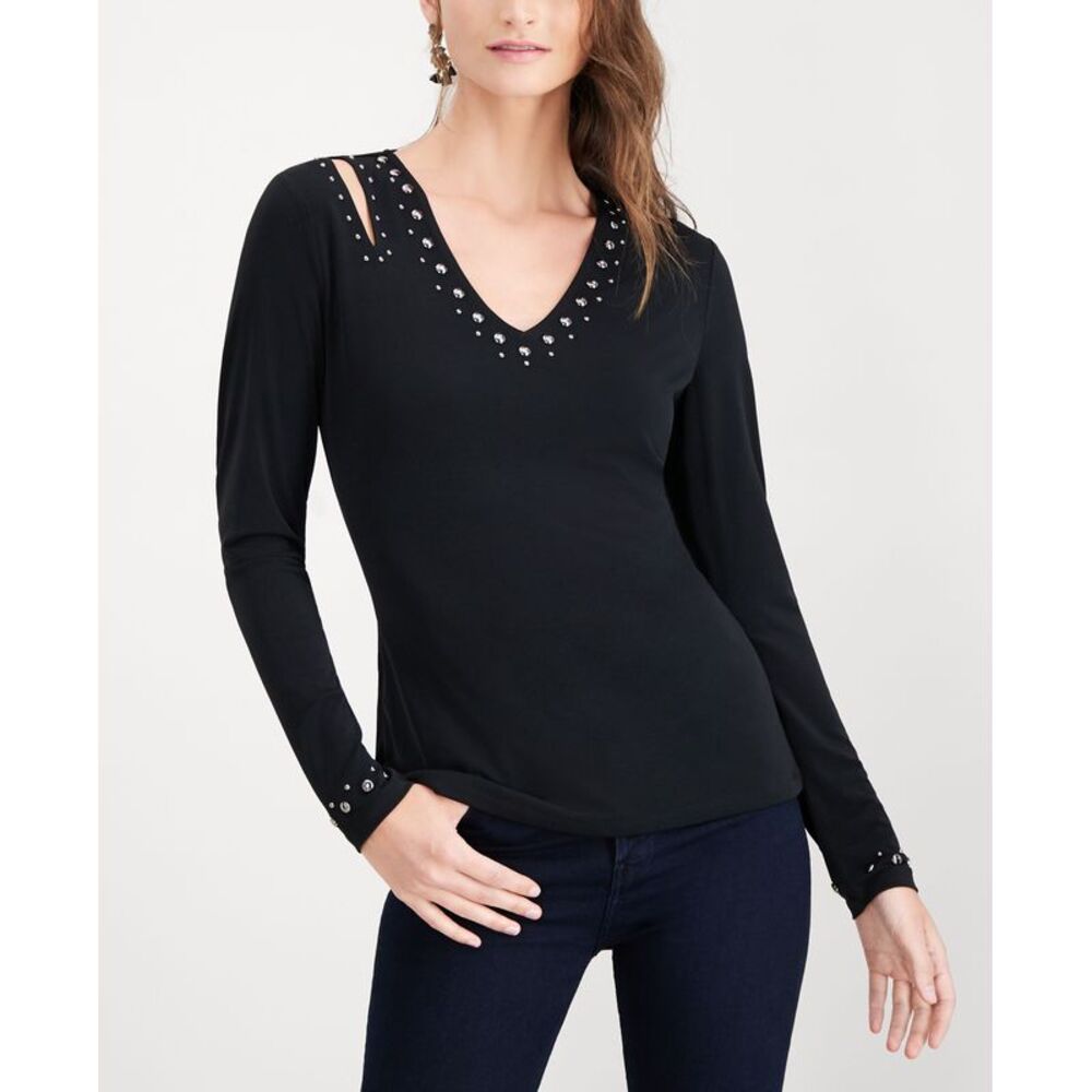 INC International Concepts Embellished Cut Out Top